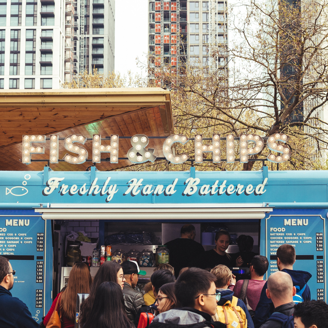 food truck with fish and chips